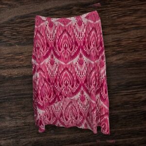 Womens Liz Claiborne Boho Pink White Tie Dye 2XL Faux Wrap Cotton Skirt